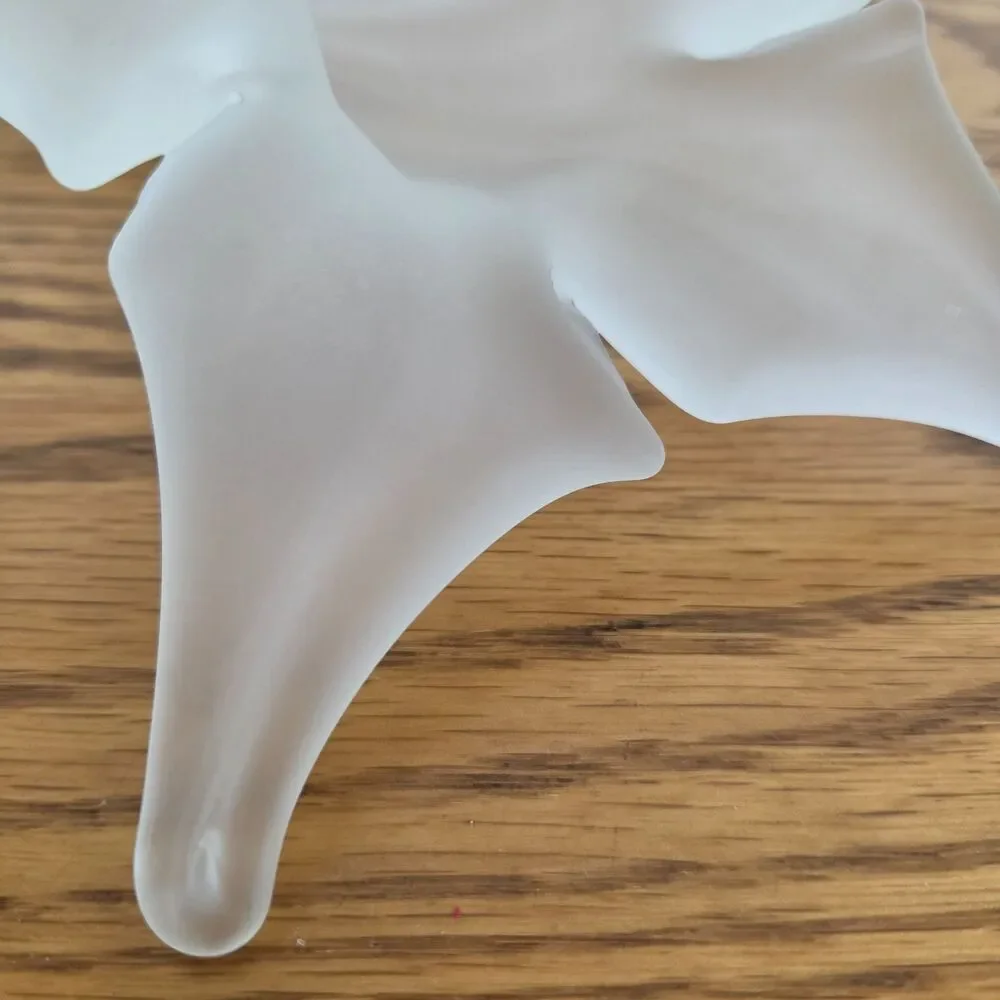 Vintage Frosted Art Glass Lily Flower Sculpture Satin Finish Floral Home Decor
